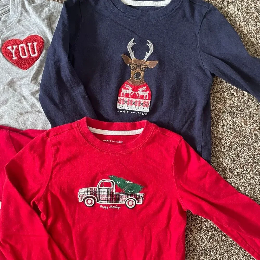 3T Janie and Jack boys seasonal holiday shirt bundle